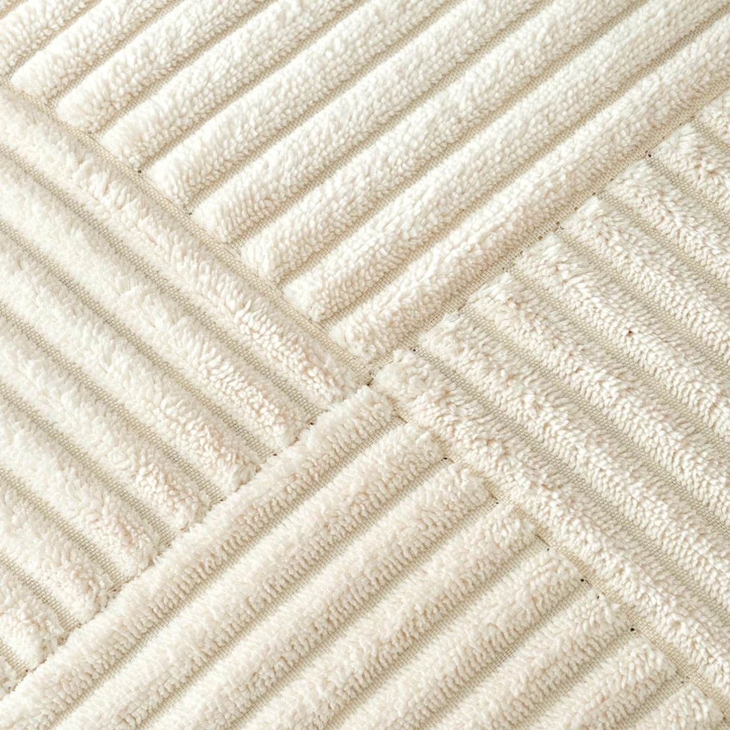 MIULEE Beige Corduroy Pillow Covers Pack of 2 Boho Decorative Spliced Throw Pillow Covers Soft Solid Couch Pillowcases Cross Patchwork Textured Cushion Covers for Living Room Bed Sofa 14x24 inch