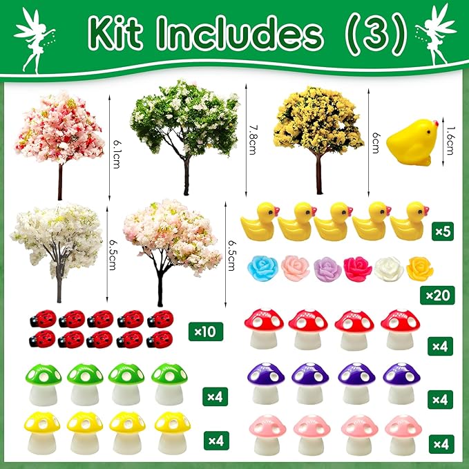 114 Pcs Miniature Fairy Garden Accessories Kit Resin Elves Animal Figurines Decor Micro Landscape Ornaments for DIY Micro Dollhouse
