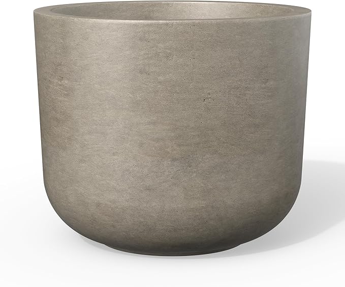 Kante Round Concrete Planter, 11 Inch Dia Classic Style Large Plant Pot with Drainage Hole for Indoor & Outdoor Plants, Ideal for Home, Patio, Garden, Weathered Concrete