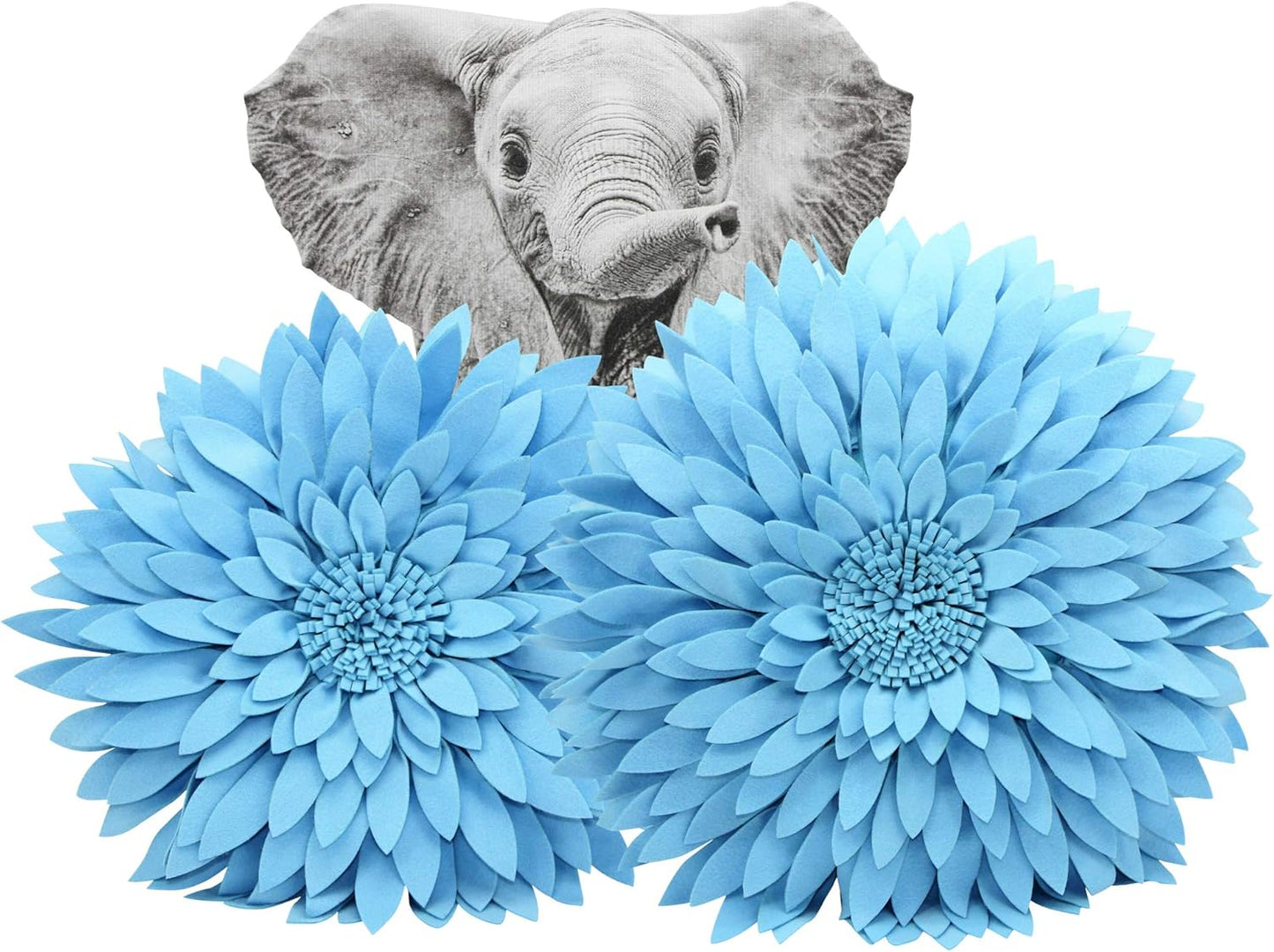 Contempo Lifestyles 3D Daisy & Sunflower Throw Pillow - Solid Light Blue Flower-Shaped Couch & Bed Pillow - Gift for Her