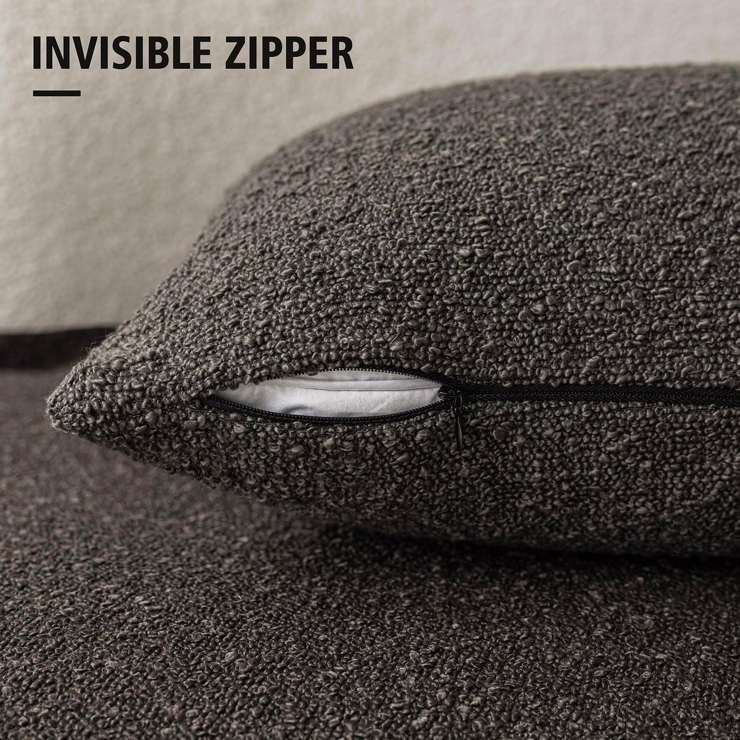 Foindtower Decorative Boucle Throw Pillow Covers Accent Solid Pillow Cases Cozy Soft Textured Couch Cushion Case for Chair Sofa Bedroom Living Room Home Decor 22 x 22 Inch,Dark Brown