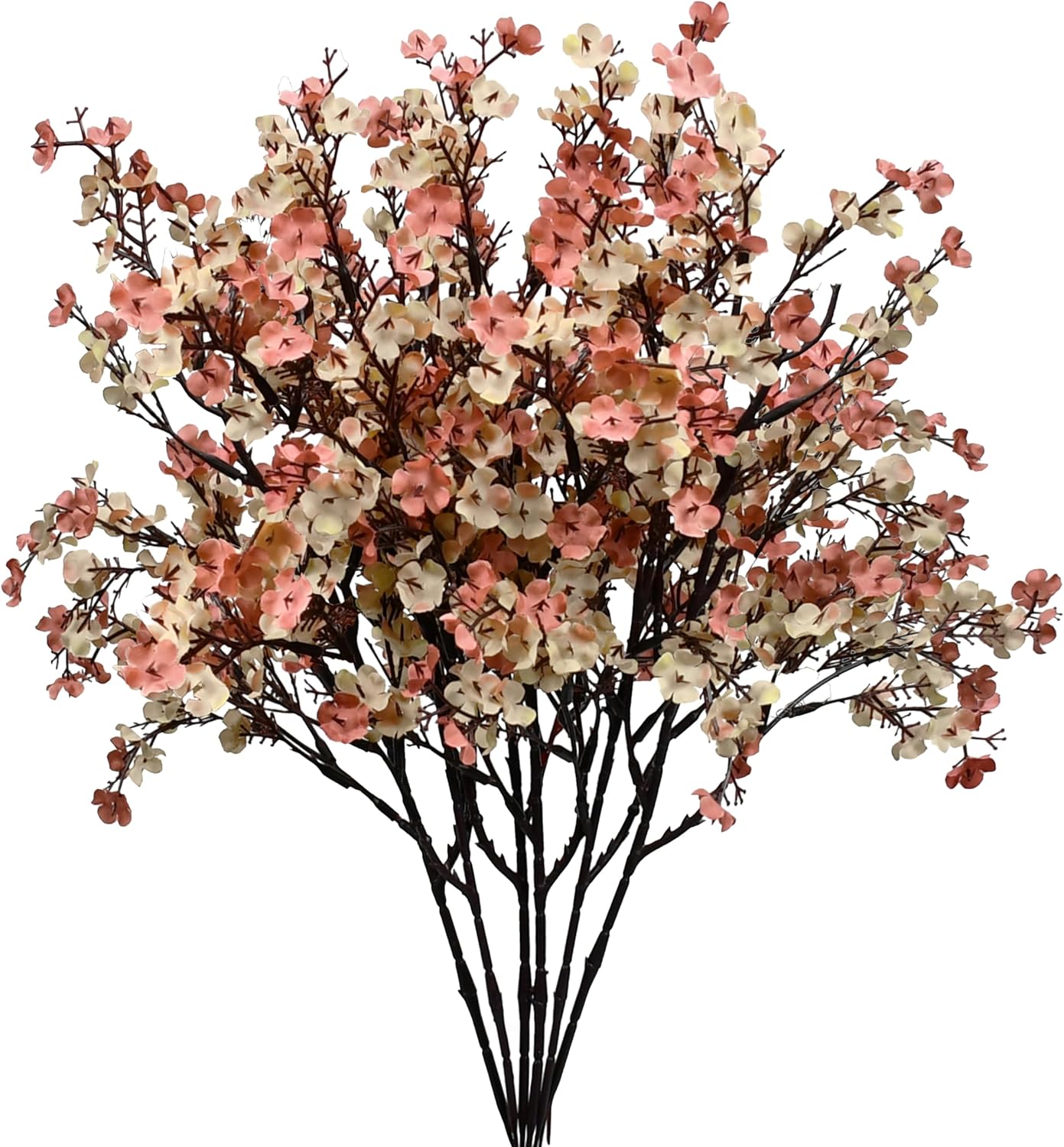 Mandy's Beige Brown Artificial Baby’s Breath Flowers 6 Bundles Silk Gypsophila with Bendable Stems for Fall Centerpiece Wedding Decor and Table Arrangements