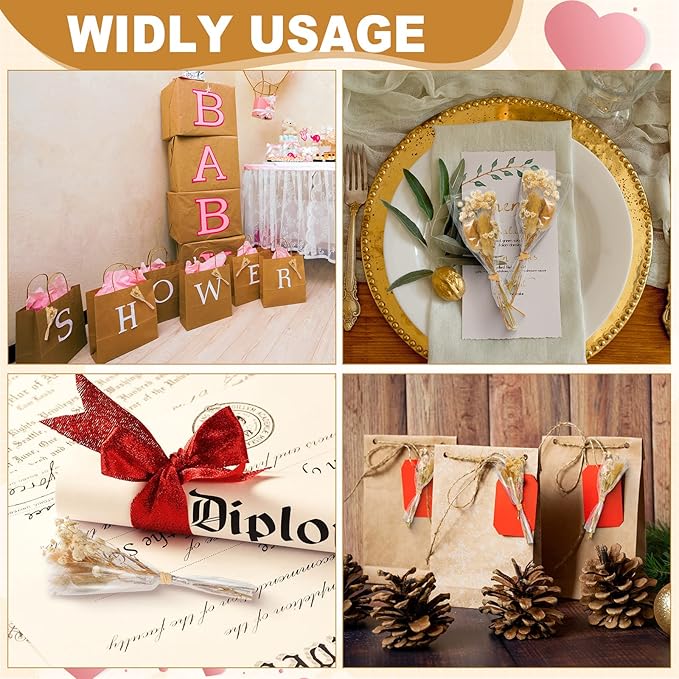 50 Pcs Mini Dried Baby's Breath Flowers Gypsophila Bouquets Natural Branches Dog Tail Bunny Rabbit Tail Dried Bulk Flowers Plants for Vase Home Decoration Photo Props Parties Weddings DIY Craft