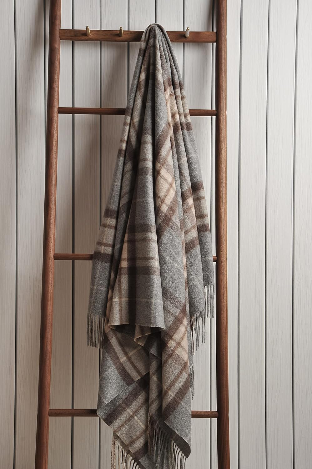 EP Mode 100% Pure Cashmere Throw Blanket for Sofa, Classic Design with Gift Box (Grey Tartan)