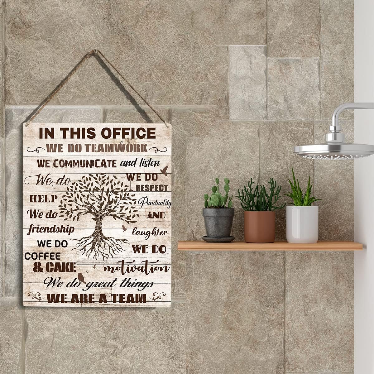 In This Office We Are A Team Inspirational Teamwork Wall Art Artwork for Office Birthday Christmas Gifts for Women Men Kids Wall Decor Framed Wooden Hanging Sign 10x8 Inch.