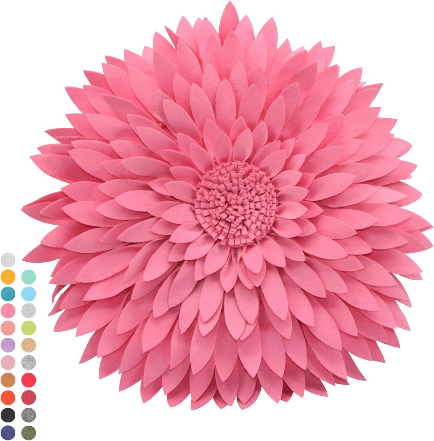 Contempo Lifestyles Daisy Decorative Pillow - Patented 3D Daisy Flower Design, Couch & Bed Decor (18" Flower, 16" Pillow with Insert, Solid Pink)