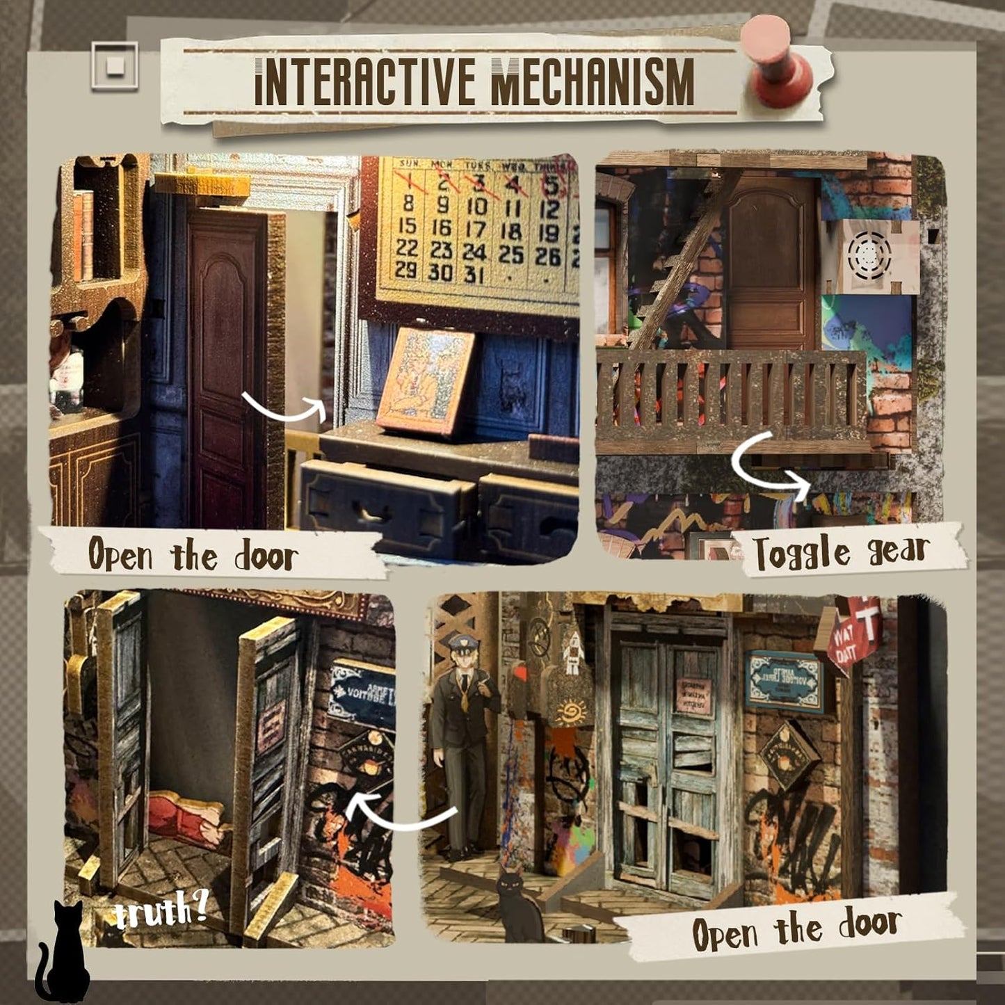 CUTEBEE Book Nook Kit - DIY Miniature House Dollhouse Kit for Adult and Teens, Booknook Bookshelf Decor Alley Model Build with LED Light, Gifts for Family and Friends (The Long Goodbye)