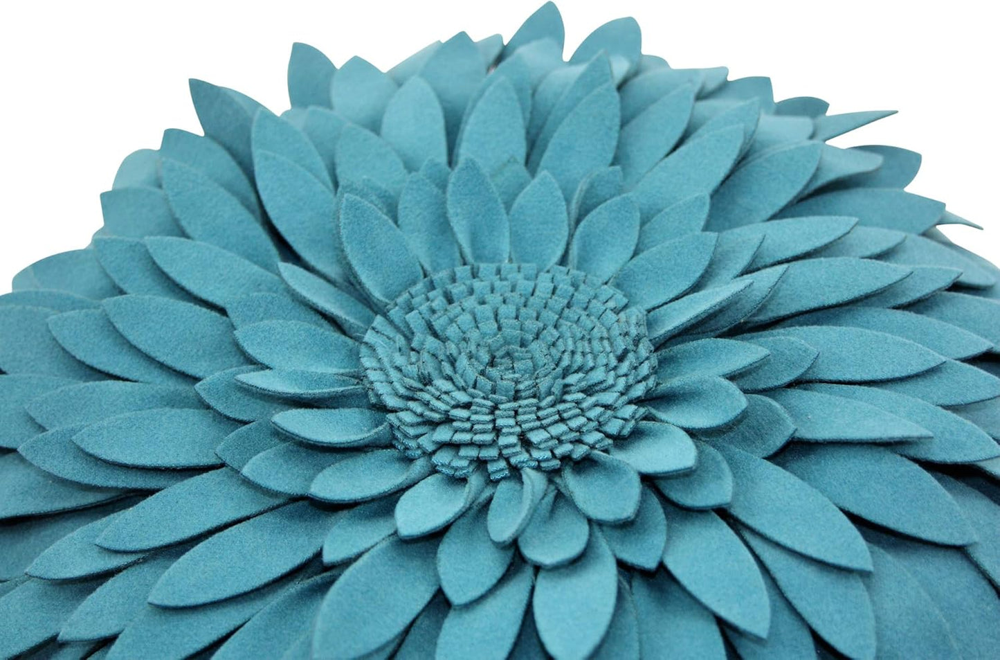 Contempo Lifestyles 3D Daisy Flower Decorative Pillow, Teal, 16" Soft Polyester Faux Wool & Cotton Canvas Throw Pillow