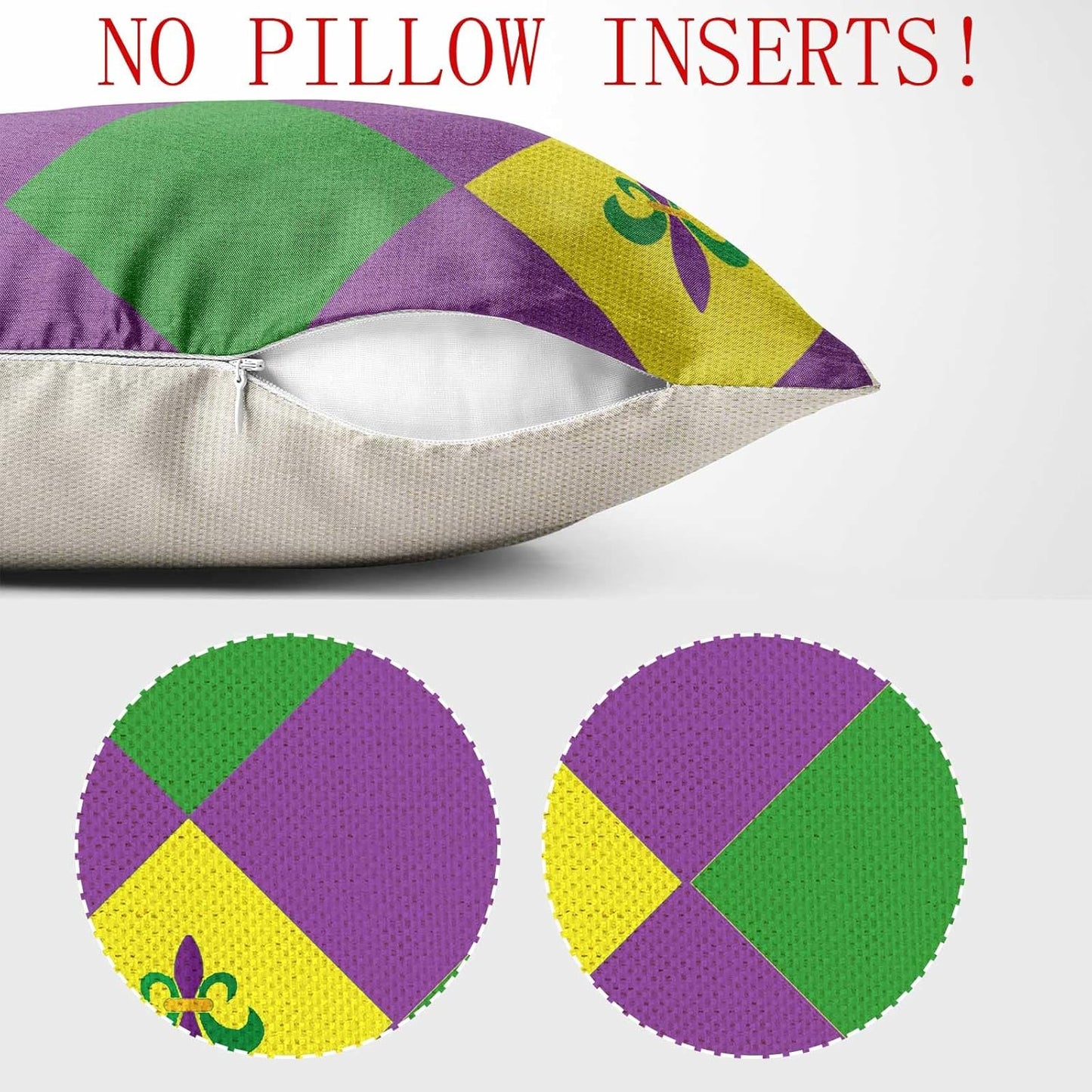 Mardi Gras Fleur de Lis Throw Pillow Cover,Happy Mardi Gras Pillow Covers Farmhouse Decorative Cushion Case Sofa Pillow Case 18x18 Inch