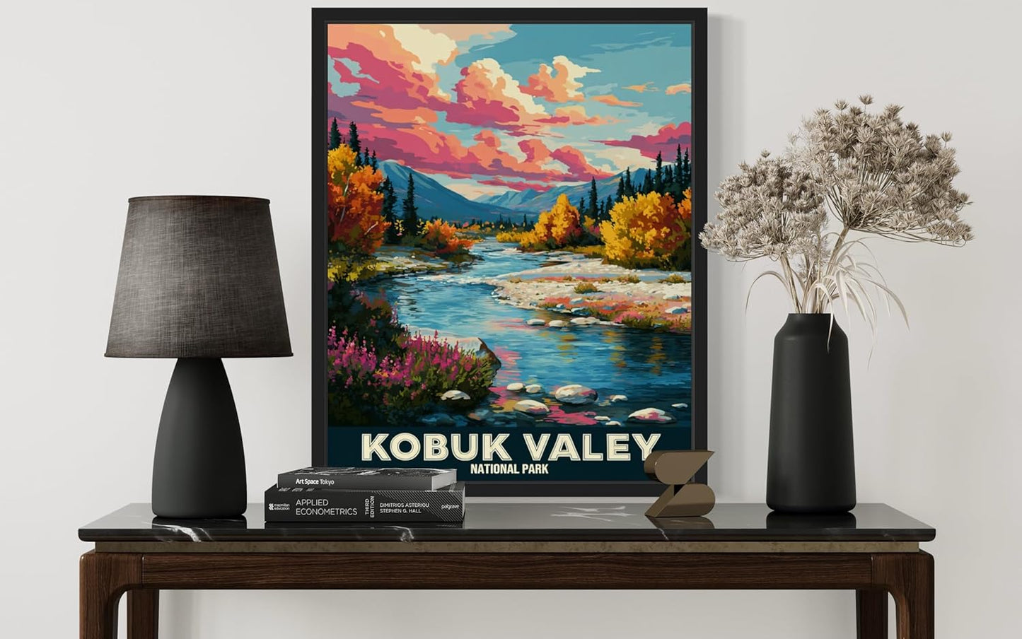 Kobuk Valley National Park Art Print Poster, Vintage Retro Pop Art Travel Wall Art Bedroom Bathroom Living Room Decor 185 (Kobuk Valley, 24 x 36 inches, Black Frame)