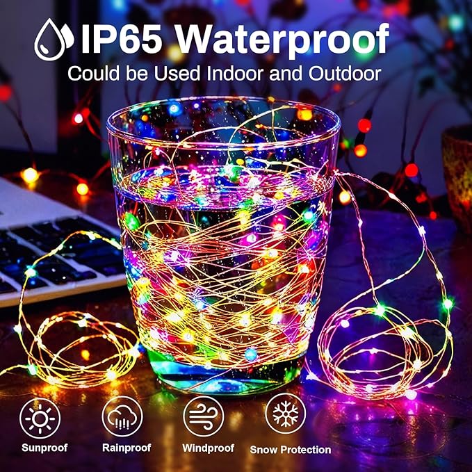 ZGWJ USB Fairy Lights Battery Powered Dual Power with Remote Timer, 2 Pack 50 LED 16FT Twinkle String Lights 8 Modes Waterproof for Bedroom,Halloween,Christmas,Parties Wedding Decoration Multicolor