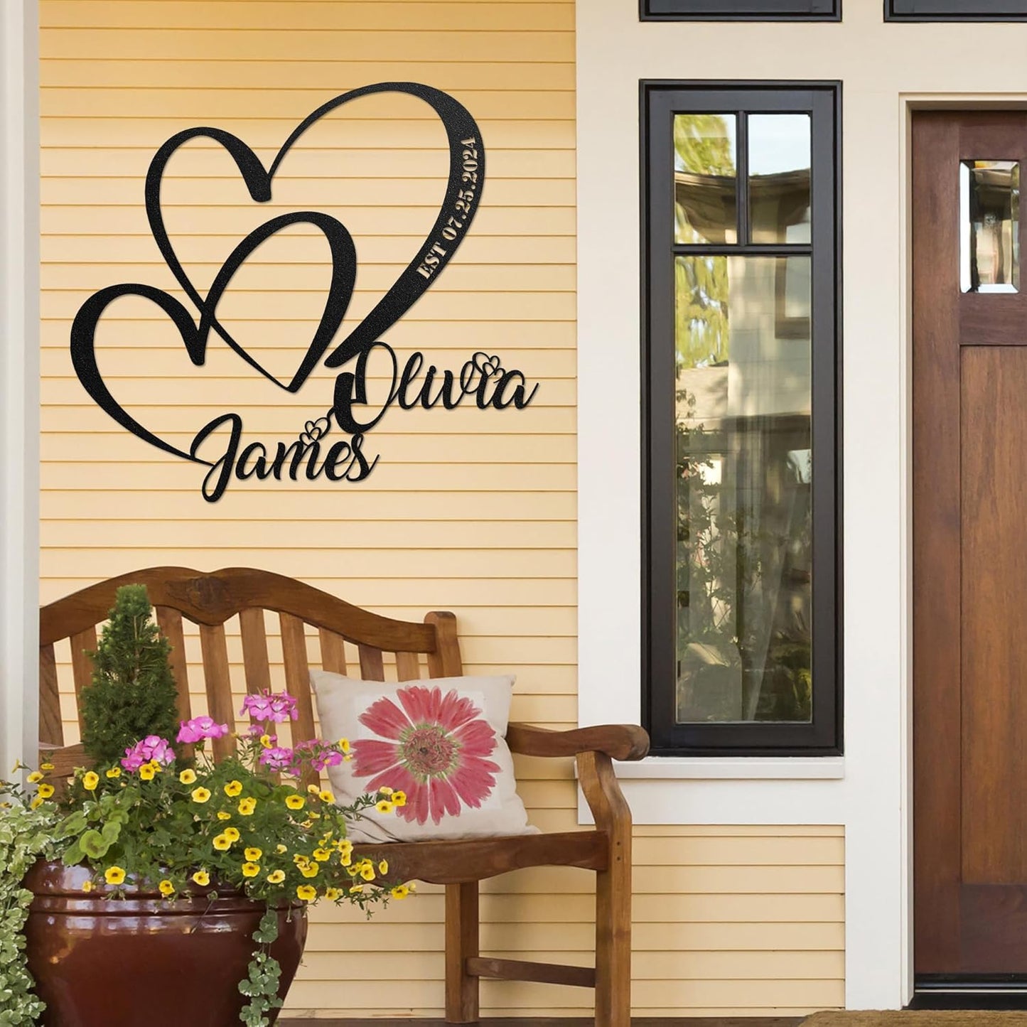 LULLBABYMALL Personalized Love Metal Sign - Customized Names and Date Wall Art, Infinity Metal Signs for New Home, Wedding, Couple, Christmas