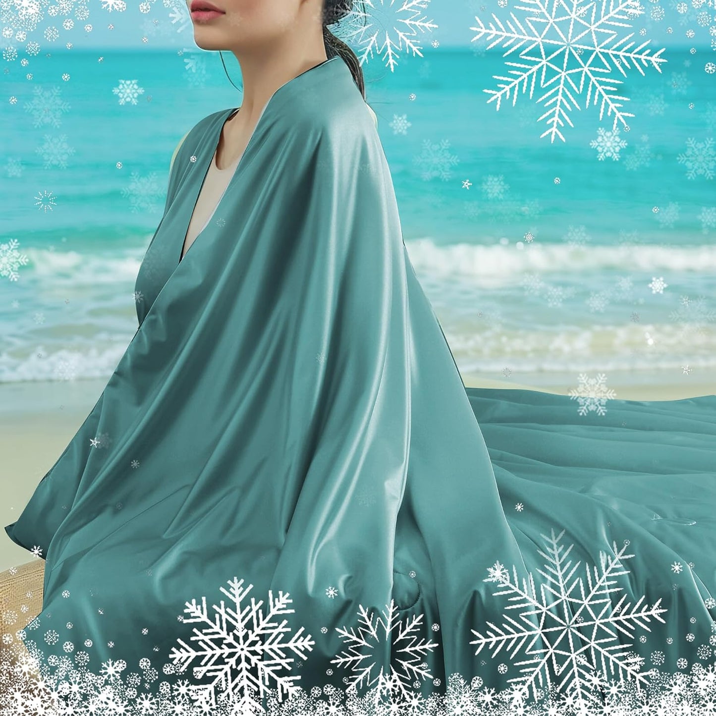 Cooling Blanket Twin Summer Comforter for Hot Sleepers, Silky-Soft & Cool Fiber, Double-Sided Cold Blanket for Night Sweats, Single Size All-Season Comfort, 60" x 80", Forest Green