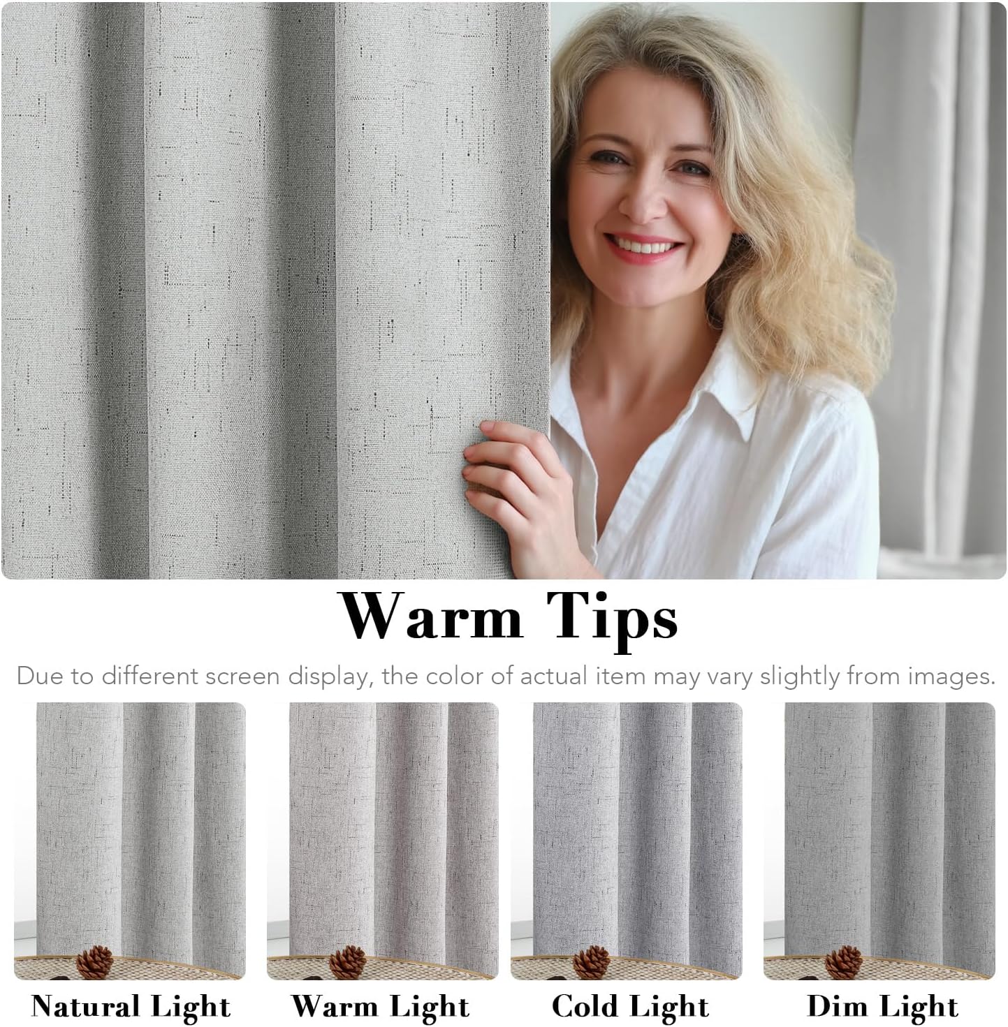H.VERSAILTEX 100% Blackout Curtains for Bedroom Thermal Insulated Linen Textured Curtains Heat and Full Light Blocking Drapes Living Room Curtains 2 Panel Sets, 42x45 Inch, Glacier Gray