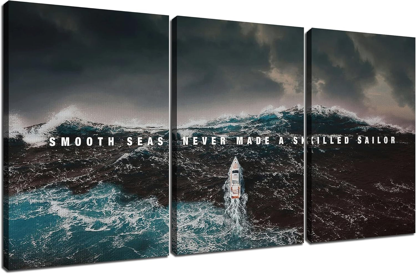 GoForArt Inspirational Canvas Wall Art, Famous Quote Prints Motivational Wall Decor, Boat Sea Poster for Office Living Room, Ocean Bedroom Dining Room Artwork Home Decoration 48x24in