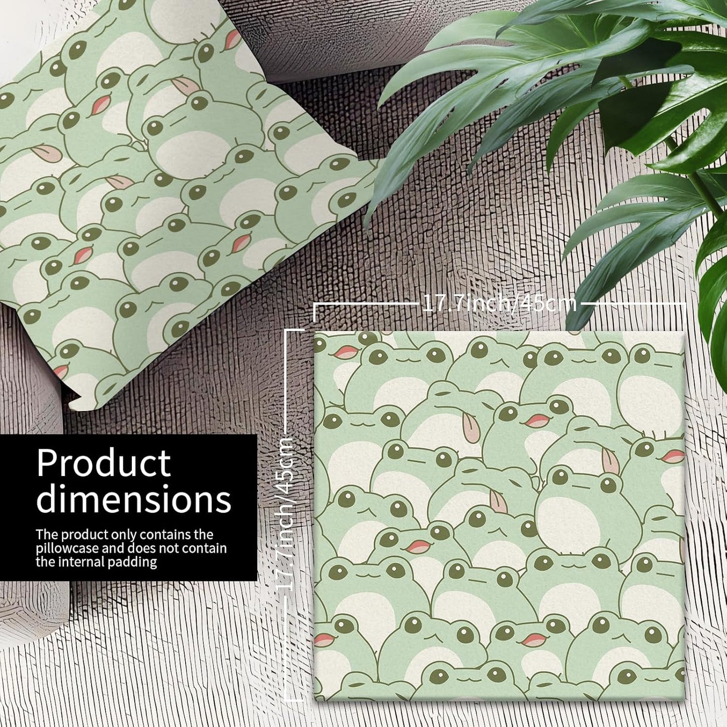 Decorative Throw Pillow Covers 18x18 Inch, Cute Home Decor for Living Room Outdoor Funny Pillowcase Polyester Cushion Case Green Frog Pattern