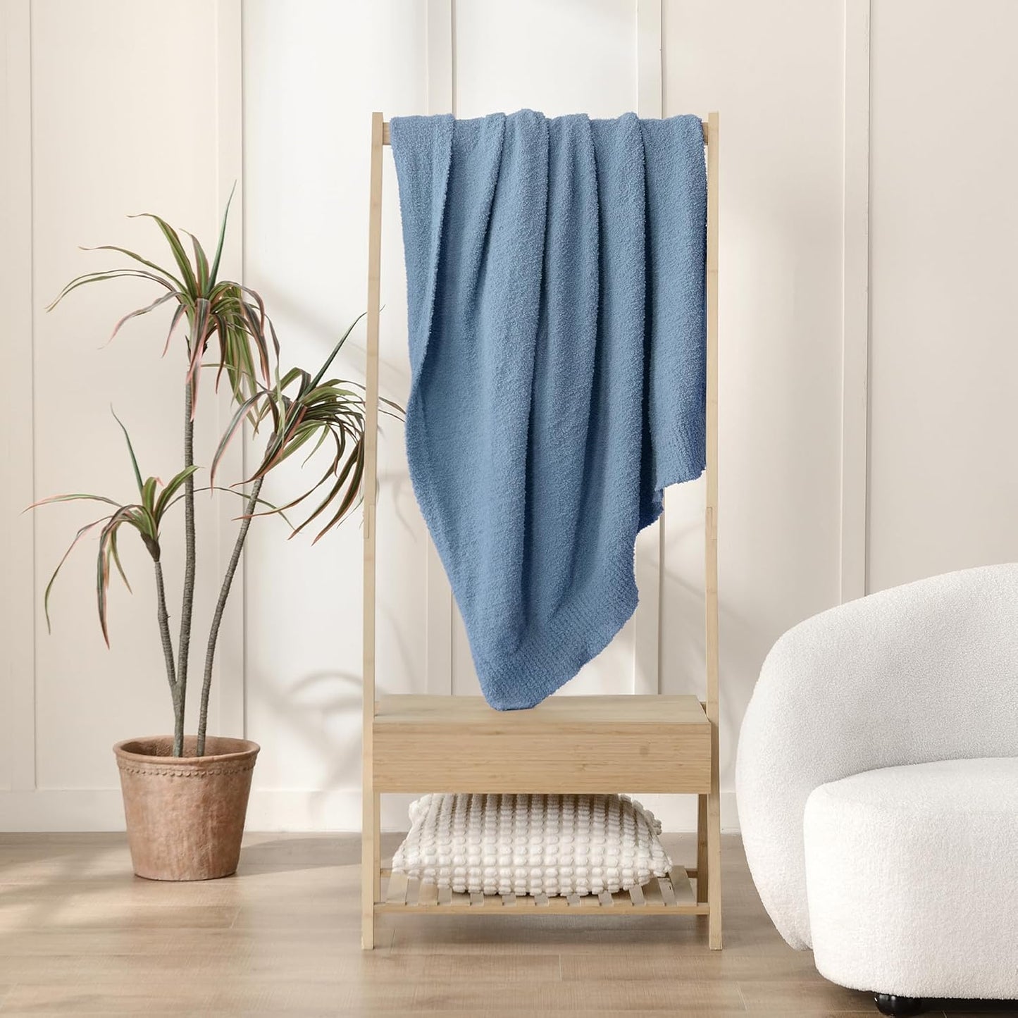 Knit Twin Size Bed Blanket Super Soft Warm Blanket for Bed Lightweight Cozy Plush Fuzzy Blanket for Couch Sofa 60x80 Inches Dusty Blue