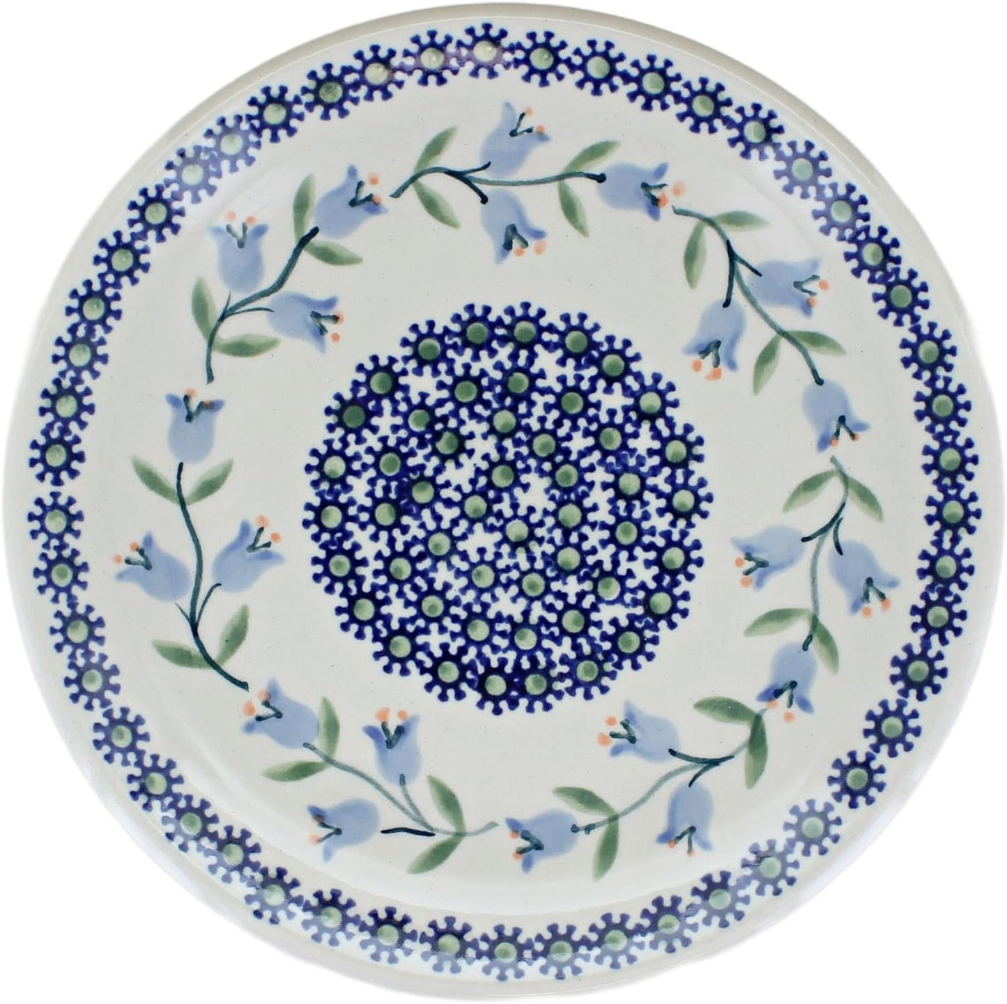 Blue Rose Polish Pottery - Blue Tulip Dessert Plate - 7" Diameter - Beautiful Plate for Cake, Appetizers, or Snacks