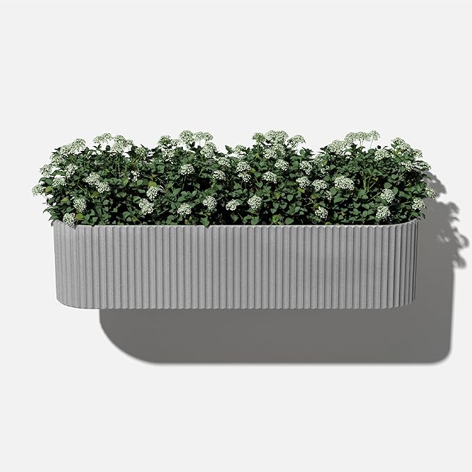 Veradek Demi Series Railing Planter - Hanging Planter Box for Windowsill/Balcony | Plastic-Stone Composite w/Railing Bracket | Modern Décor for Flowers