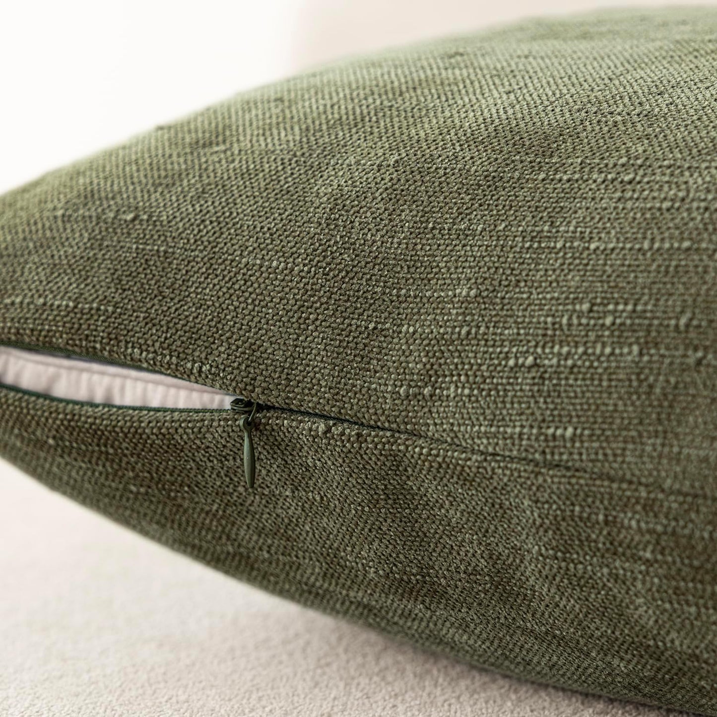 Foindtower Pack of 2 Soft Textured Chenille Throw Decorative Pillow Covers Square Accent Solid Cushion Cover Cozy Neutral Farmhouse Pillow Case for Couch Sofa Bedroom Living Room 26x26 Inch,Dark Green