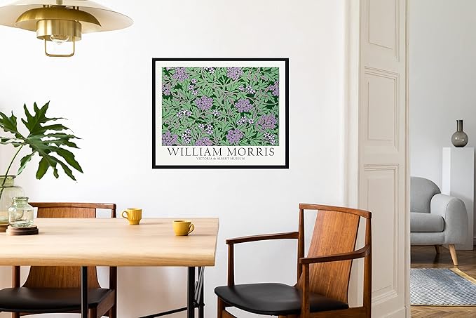 William Morris Purple Flowers Wall Art Poster Prints, Famous Artist Patterns, Vintage Flowers Decor Artwork, Tapestry Historic Cultural Illustrations Fine Art, Colorful for Living Room, Bedroom,