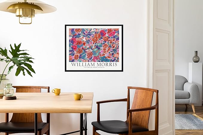 William Morris Colorful Flowers Wall Art Poster Prints, Famous Artist Patterns, Vintage Flowers Decor Artwork, Tapestry Historic Cultural Illustrations Fine Art, Colorful for Living Room, Bedroom,