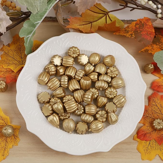 winemana Mini Pumpkins Fall Decorations- 80 Pack Small Fake Pumpkins for Decorating, Thanksgiving Table Centerpieces, Autumn Harvest Home Office Decor, DIY Crafts, Vase Bowls Basket & Fillers (Gold)