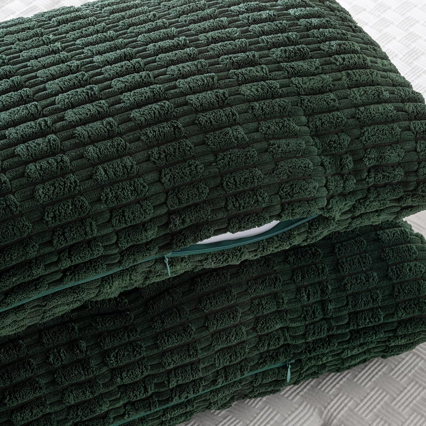 Fancy Homi Dark Green Long Body Lumbar Decorative Throw Pillow Covers 14x36 Inch for Bed Couch Bedroom Bench, Soft Corduroy Rectangle Solid Pillow Case 35x91 cm, Rustic Farmhouse Boho Room Decor