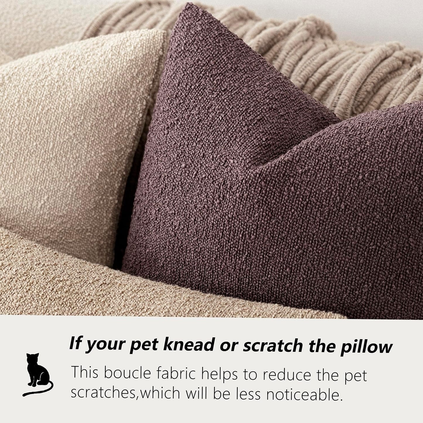 Foindtower Decorative Textured Boucle Throw Pillow Covers Accent Solid Pillow Cases Neutral Soft Cozy Couch Cushion Case for Chair Sofa Bedroom Living Room Home Decor 26x26 Inch,1PC,Dark Purple