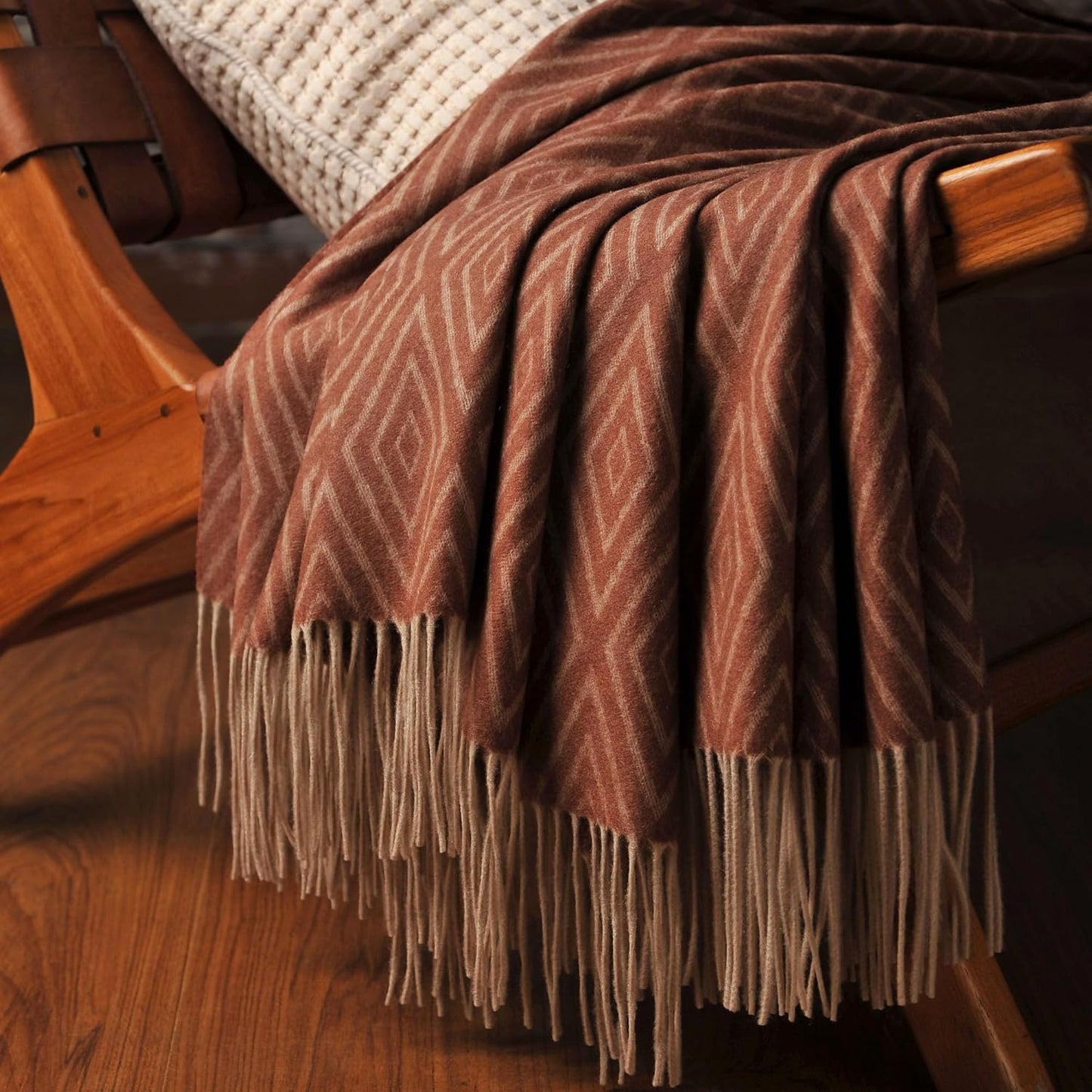 CUDDLE DREAMS Premium Cashmere Throw Blanket with Fringe, Luxuriously Soft (Diamond Ochre)