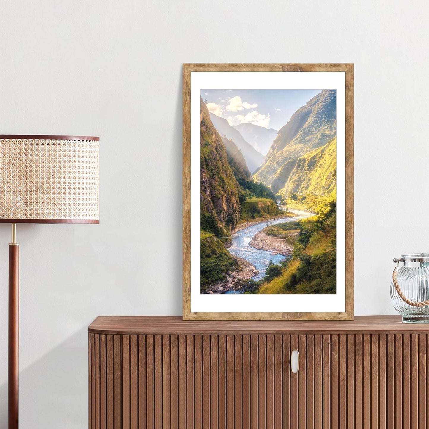 iRahmen 20x30 Poster Frame Set of 2 with Plexiglass, Wood Brown Rustic Picture Frames for Wall Mounting Display Picture 16x24 with Mat or 20 x 30 Without Mat