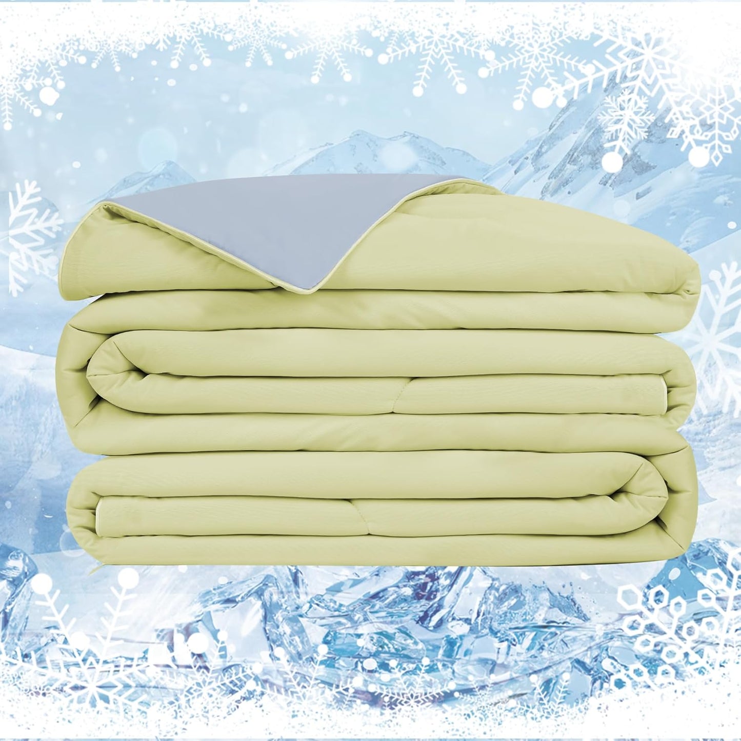 Cooling Blanket Twin Summer Comforter for Hot Sleepers, Silky-Soft & Cool Fiber, Double-Sided Cold Blanket for Night Sweats, Single Size All-Season Comfort, 60" x 80", Yellow & Light Blue