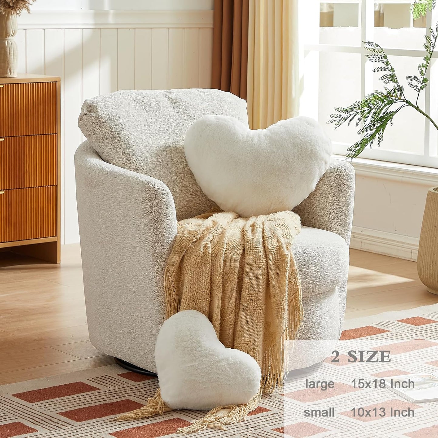 EastTree Heart Pillows, White Heart Shaped Pillows, Ultra Soft Extra-Large Fluffy Pillows, Love Throw Pillows Gifts, Women Girls Living Room Decor 15x18 Inch