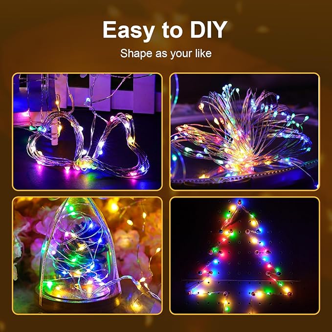 ZGWJ USB Fairy Lights Battery Powered Dual Power with Remote Timer, 2 Pack 50 LED 16FT Twinkle String Lights 8 Modes Waterproof for Bedroom,Halloween,Christmas,Parties Wedding Decoration Multicolor