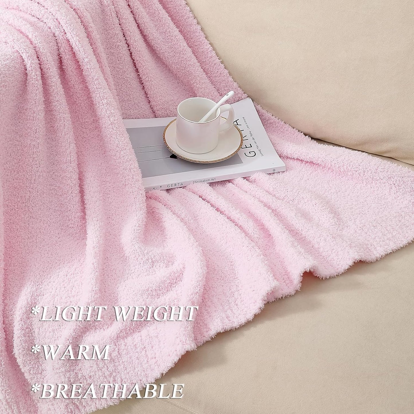 bearberry Super Soft Fluffy Throw Blanket Lightweight Cozy Warm Bed Blankets for Couch Bed Sofa All Season (Pink, 60”x80”)