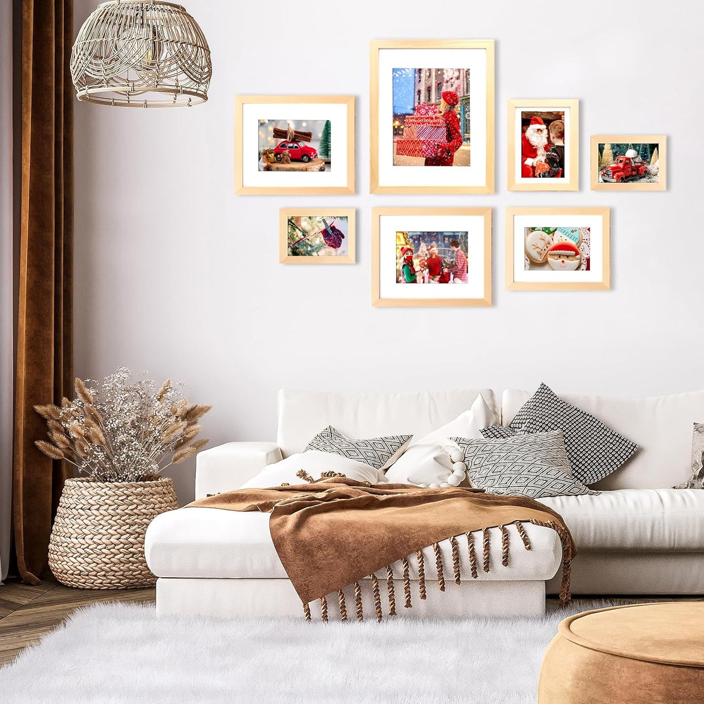 KINLINK 8x10 Picture Frame White Oak, Solid Light Wood Frames with Acrylic Plexiglass for Pictures 4x6/5x7 with Mat or 8x10 without Mat, Tabletop and Wall Display, Set of 4