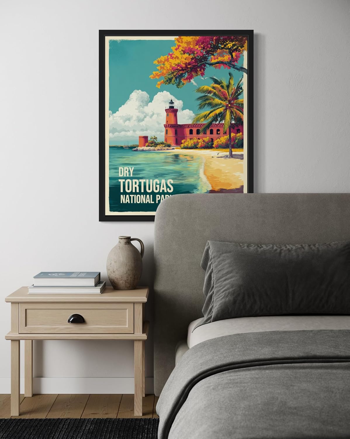 Dry Tortugas National Park Art Print Poster, Vintage Retro Pop Art Travel Wall Art Bedroom Bathroom Living Room Decor 185 (Dry Tortugas, 24 x 36 inches, Black Frame)