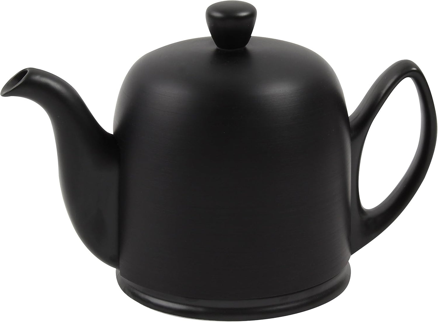 Degrenne Salam Luxury French Tea Pot - Porcelain Teapot with Stainless Steel Cover, Ceramic Tea Kettle for Loose Tea, Removable Infuser, 6 Cup Capacity, 36oz - Monochrome Black