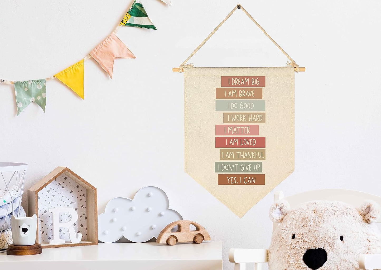 I Dream Big-I Am Brave-Invigorative Flag Decor Gifts for Baby Girls Boys Newborn Kids-Banner Wall Sign Gifts for Nursery Baby Room Bedroom Playroom Front Door-New Home Birthday Christmas Gift