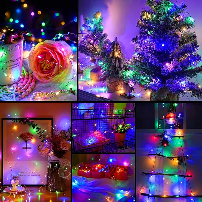 ZGWJ USB Fairy Lights Battery Powered Dual Power with Remote Timer, 2 Pack 50 LED 16FT Twinkle String Lights 8 Modes Waterproof for Bedroom,Halloween,Christmas,Parties Wedding Decoration Multicolor