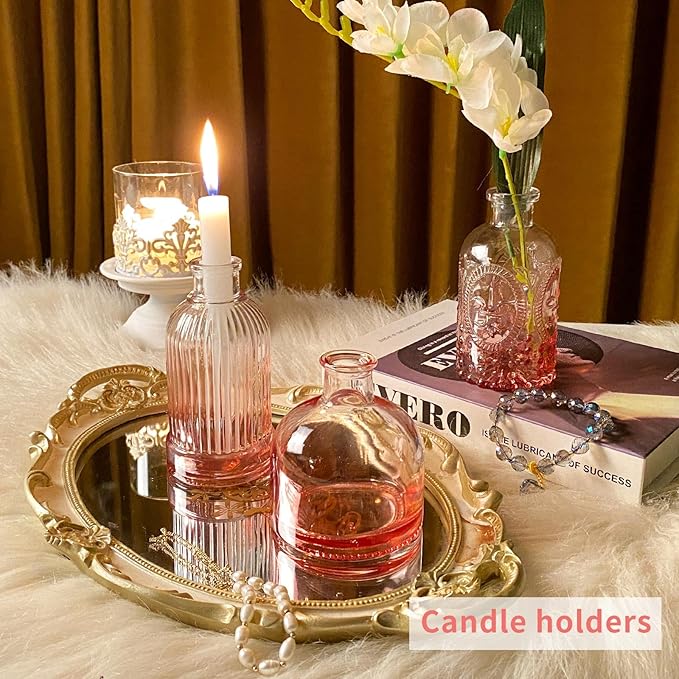 Glass Bud Vases in Bulk Set of 30 Pcs,Small Glass Vases for Flowers as Wedding Centerpieces for Tables,Clear Flower Vases Suitble for Wedding Decorations,Home Decor (Light Rose-red, 30 pcs)