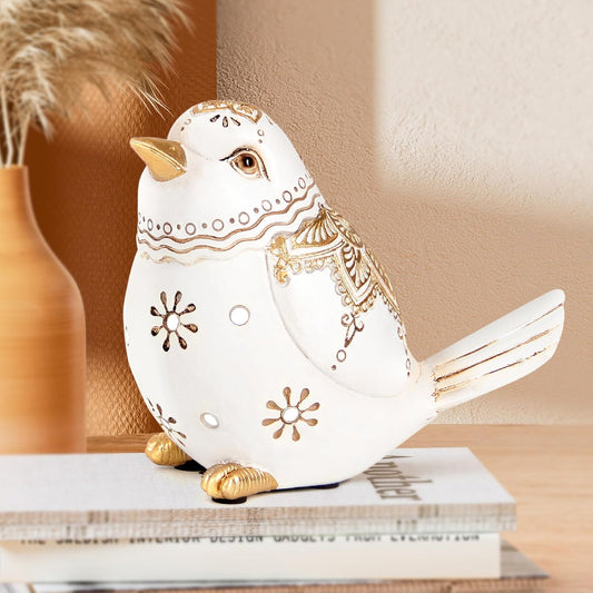 Bird Statue for Home Decor Accents Boho White Bird Figurines for Shelf Living Room Bedroom Centerpiece Table, Decorative Birds Sculpture, Animal Decor Gifts for Bird Lovers, Women