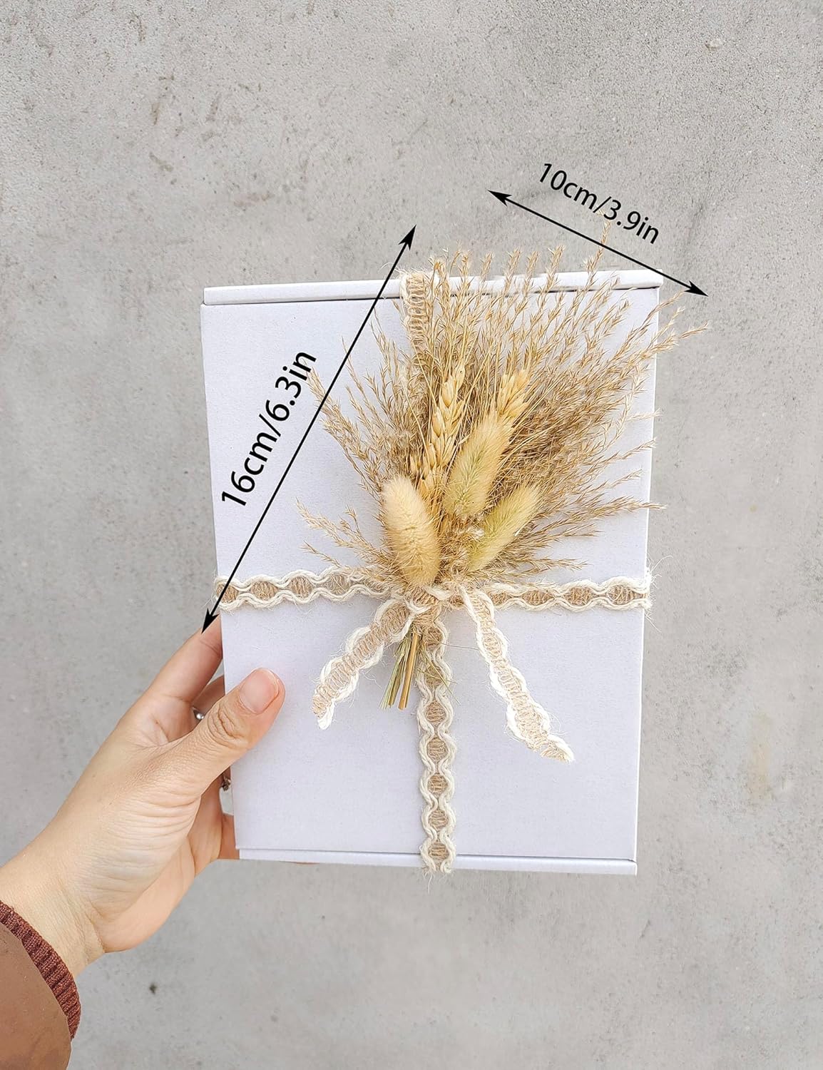 Mini Dried Flower Bouquet (Pack of 6), Pampas Dried Flower Bouquet, Bridal Showers, Parties, Bridesmaids Flower Girl Gift Boxes, Birthday Cake Arrangements (Brown)
