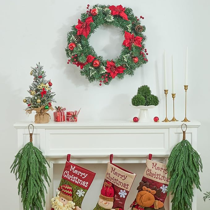 2 PCS Tabletop Christmas Tree, Small Flocked Xmas Tree Mini Artificial Pine Tree with Burlap Base for Desk Table Fireplace Mantel Decor 18 Inches