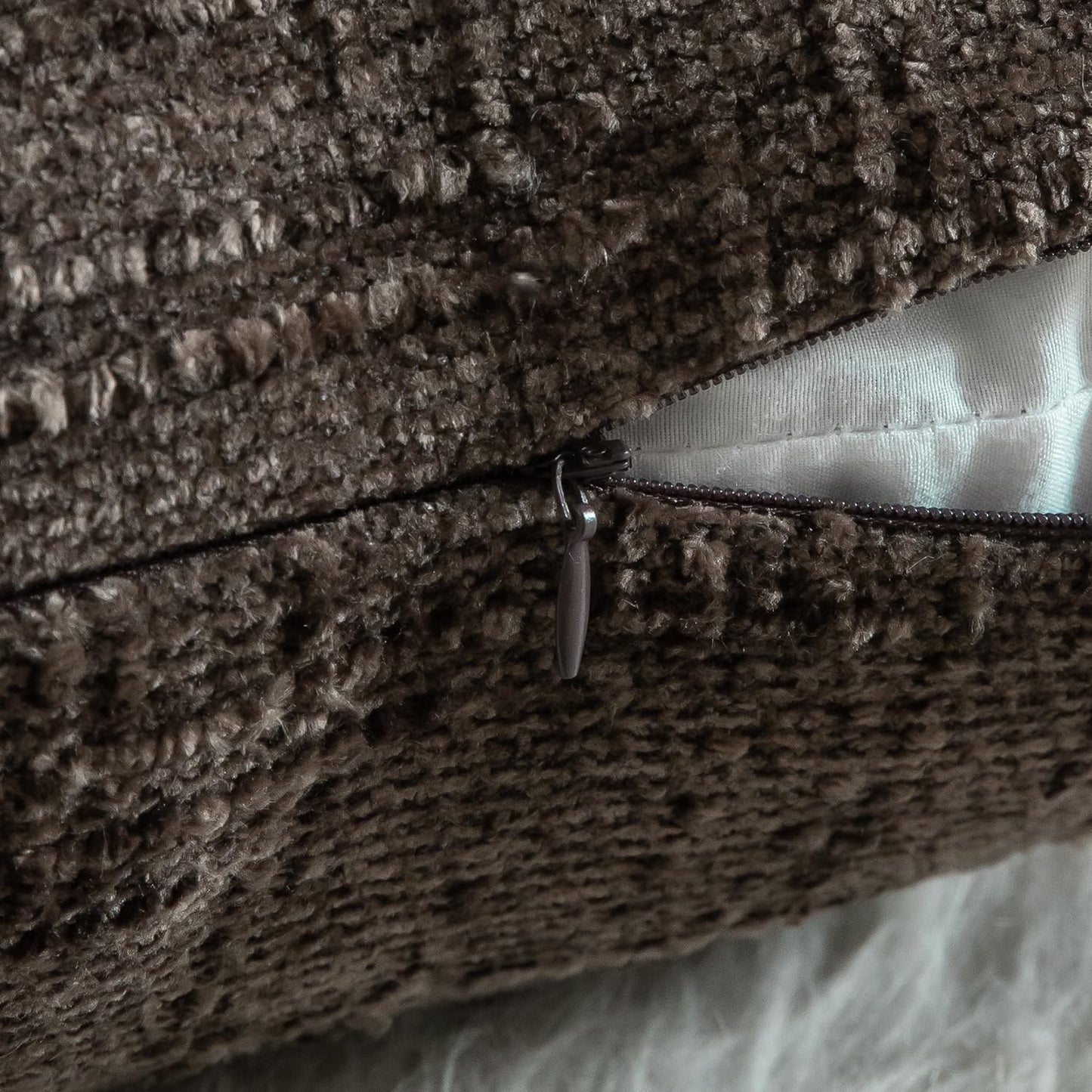 MANDIOO Pack of 2 Soft Chenille Textured Throw Pillow Covers Lumbar Accent Solid Decorative Cushion Cover Cozy Farmhouse Pillow Case for Couch Sofa Bed Living Room 12x20 Inch Coffee