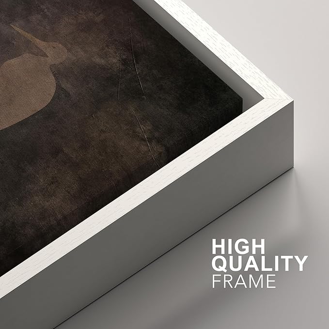 SIGNFORD Framed Canvas Print Wall Art Set Abstract Crane Silhouettes Vintage Dark Tones Illustration Modern Art Decorative Nordic Nature for Living Room, Bedroom, Office - 24"x36"x2 White