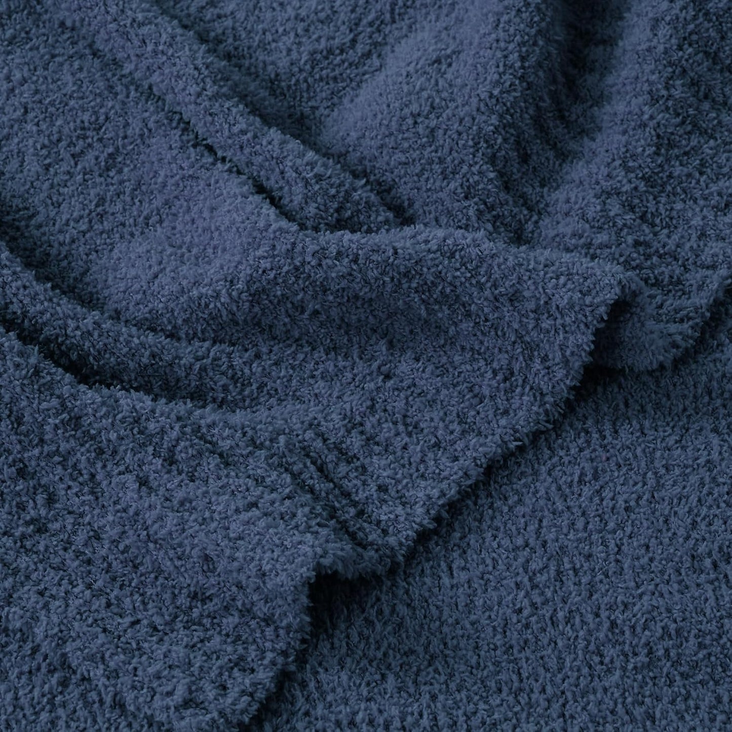 JOOJA Knit Cozy Bed Blanket Plush Fuzzy Soft Blanket Queen Size Luxury Bed Blanket 90x90 Inches Navy Blue