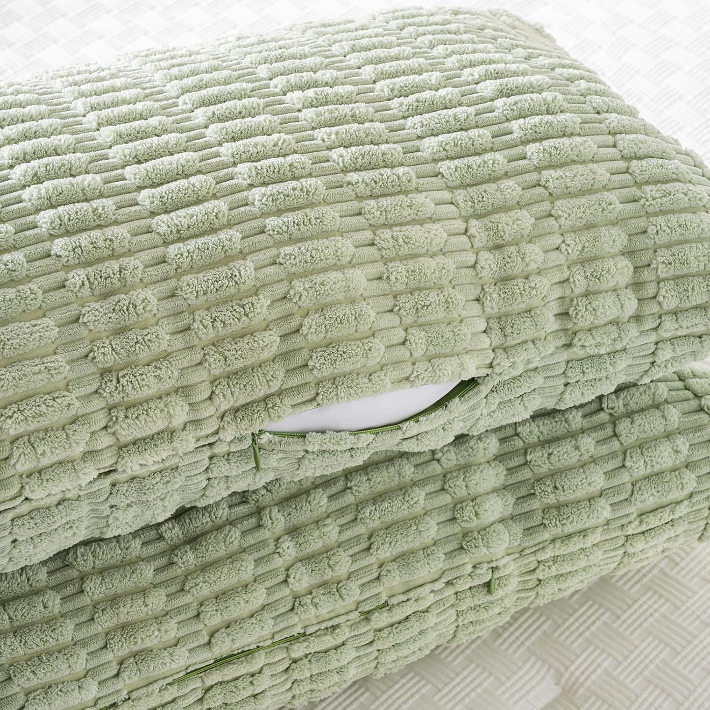 Fancy Homi Sage Green Long Lumbar Decorative Throw Pillow Covers 20x54 Inch for Bed Couch Bedroom, Soft Corduroy Rectangle Solid Cushion Case 50x137 cm, Rustic Farmhouse Boho Room Decor