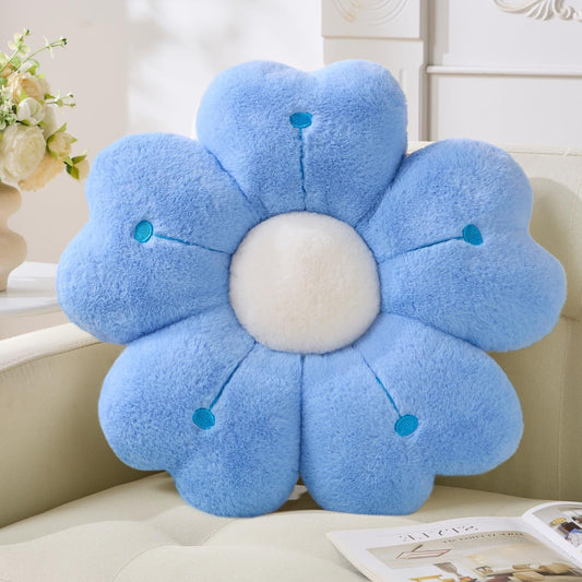 Flower Throw Pillow, Cute Daisy Cherry Blossom Flower Shaped Blue Throw Pillow 15.7In Blue Floor Cushion for Home Bedroom Sofa Chair Couch Decor
