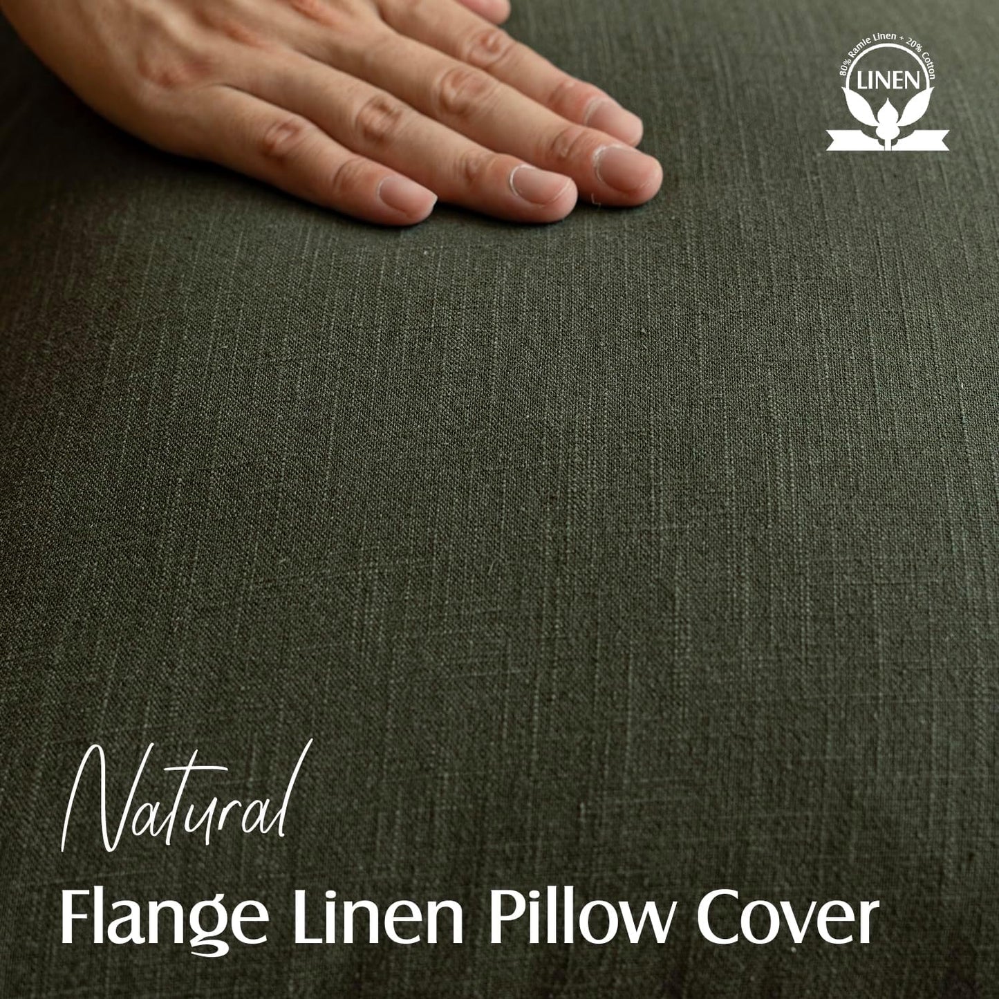 Foindtower Pack of 2, Decorative Linen Solid Throw Pillow Covers Soft Accent Cushion Case Farmhouse Neutral Pillowcase for Chair Couch Sofa Bedroom Living Room Home Decor 24 x 24 Inch Dark Olive Green